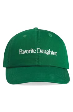 Favorite Daughter Classic Logo Cotton Twill Baseball Cap | Nordstrom Surf Hats, Men Home Decor, Hairstyling Products, Logo Baseball, Rollerball Perfume, Favorite Daughter, Closet Essentials, Fragrance Design, Fabric Gift Bags