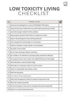 Get your hands on my FREE printable Non-Toxic Living Starter Checklist. It’s like a treasure map guiding you to a lifestyle free of harmful chemicals. Start your journey today – after all, we're only one checklist away from creating a safer, happier home. Say 'bye-bye' to toxins and 'hello' to healthier living! Nontoxic Living, Nontoxic Cleaning, Cleaner Living, Toxic Free Living, Chemical Free Living, Toxin Free Living, Non Toxic Living, Environmentally Friendly Living