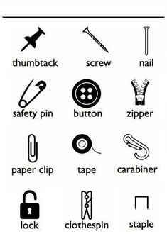 an image of different types of sewing related items in black and white, with the words