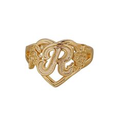 Rings Heart And Soul Initial Ring KHLOE JEWELS B Ring Letter, Hesrt Rings, Luxury Diamond Ring With Initials For Gift, Initial Rings Gold, Gold Letter Ring, Mexican Jewelry Gold Rings, Mexican Gold Rings, Rings With Initials, Good Rings