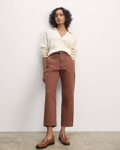 The Utility Straight-Leg Pant Rosewood – Everlane Chic Cotton Ankle-length Chinos, Fall Workwear Cropped Leg Pants, Straight Fit Cropped Pants For Fall, Cropped Leg Fall Workwear Pants, Cropped Leg Work Pants With Pockets For Fall, Fall Cropped Leg Workwear Pants, Fall Cropped Leg Work Pants With Pockets, Fall Cropped Leg Pants For Workwear, Fall Cropped Leg Pants