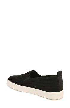 Go for mod metropolitan style with a slip-on sneaker sporting dual inset elastic gores and a flexible white sole. 3/4" platform (size 8.5M) Leather, synthetic or textile upper/leather lining/rubber sole Imported Slip On Sneaker, Womens Sneakers, Black Leather, Nordstrom, Sneakers, Leather, Black