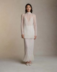 Ralph – Danielle Frankel Rehearsal Dinner Attire, Danielle Frankel, Column Skirt, Nyc Design, Corded Lace, Hand Applique, Edge Stitch, Ivory Silk, Soft Tulle