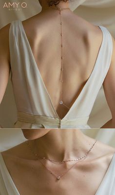 Jewelry For Prom, Elegant Backless Dress, Handmade Wedding Jewellery, Backdrop Necklace, Backdrops Necklace, Gold Wedding Jewelry, Jewelry Elegant, Back Necklace, Necklace Bridal