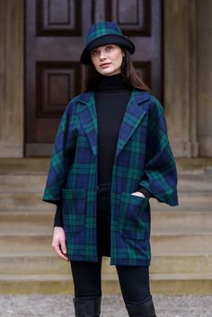 Ladies Tweed - Clodagh Hat - Black Watch - Made in Ireland Classic Winter Hats For Workwear, Curved Brim Winter Hat For Work, Chic Winter Workwear Hats, Elegant Hat, Lady Ann, Tartan Clothing, Irish Fashion, Plain Scarves, Tartan Scarf