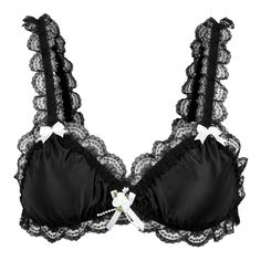 PRICES MAY VARY. Comfortable to wear - Made from a delicate satin fabric with elasticated shoulder straps, this sexy bralette will feel super smooth against your skin and is very comfortable to wear. Dainty Details - Nestled in the cleavage is a trio of gorgeous satin roses and string of faux pearls. Complimenting this, is a cute bow on each shoulder strap. Ruffled Trim - The underbust and elasticated straps are finished with a beautiful frilly lace. Versatile Underwear - This gorgeous underwear Summer Party Satin Bra, Fitted Satin Bra With Removable Pads, Underwire Satin Bra For Party, Party Satin Bra With Removable Pads, Satin Underwire Bra For Party, Party Satin Bra With Underwire, Party Underwire Satin Bra, Elegant Satin Bra For Party, Party Camisole Bra With Delicate Straps