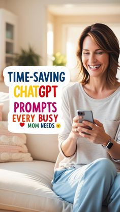 Revolutionize your routine with ChatGPT prompts tailored for moms! From self-care ideas to meal planning and productivity, this bundle helps you save time and energy. 🏡 Perfect for busy moms craving simplicity and balance. Grab it today! Busy Mom, Save Time