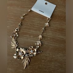 New Express Necklace; Gold Tone; Faux Pearls Elegant Metal Flower Necklace For Party, Gold Metal Flower Necklace For Party, Necklace Gold, Womens Jewelry Necklace, Faux Pearl, Statement Necklace, Gold Tones, Jewelry Necklaces, Women Jewelry