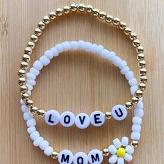 Mama Bracelet / Mom Bracelet / Love You Mom Bracelet / Mama Heishi Bracelet / Bracelet for Mom / Mothers Day Bracelet Stack Flower Bracelet - Etsy White Adjustable Bracelets For Mother's Day, Adjustable White Bracelets For Mother's Day, Adjustable Beaded Bracelets For Valentine's Day, Handmade White Friendship Bracelets For Mother's Day, White Casual Stretch Bracelet For Mother's Day, Casual White Stretch Bracelet For Mother's Day, Handmade White Bracelets For Mother's Day, Dainty White Bracelets For Mother's Day, Adjustable White Charm Bracelet With Extender