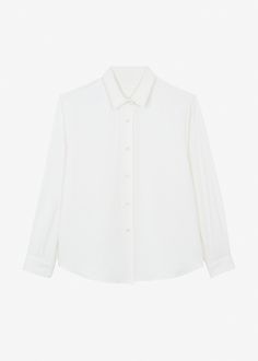 Color: Off White Lightweight fluid shirting fabric Relaxed fit Pointed collar Drop shoulders Button cuffs Slightly curved hem Front button closure Unlined 94% Rayon 6% Polyester Dry Clean By The Frankie Shop. Imported Shirting Fabric, Frankie Shop, Drop Shoulder, Dry Clean, Womens Tops, Relaxed Fit, Off White, Collar, How To Wear