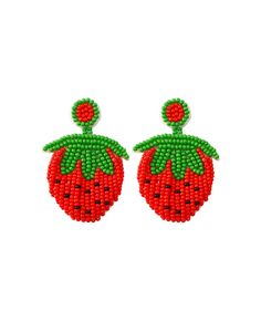 Get 10% off now! Buy cool beach vacation round strawberry statement earrings at cheap price online. Free stable shipping and pro since 2009. Playful Summer Drop Earrings, Playful Summer Vacation Jewelry, Fun Beaded Earrings For Beach In Summer, Fun Green Beaded Earrings For Summer, Green Beaded Earrings For Summer Fun, Fun Beaded Earrings For Summer Gifts, Cute Summer Vacation Jewelry, Green Trendy Beaded Earrings For Summer, Green Summer Earrings