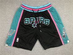 San Antonio Spurs Logo, Nba Basketball Shorts, Spurs Logo, Nba Shorts, 90s Basketball, Spurs Basketball, Black 90s, 90s Shorts, Fitness Wear Outfits