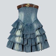 Introducing the 2023 Summer Collection's Flare Ruffles Strapless Denim Dress ââ‚?a classic style with a modern edge!What Makes It SpecialThis timelessly chic dress is designed to hug your silhouette. making you look and feel your best. It features a unique combination of frills and flares. and a sleeveless design for a bold. bold look. Crafted with premium quality denim. it has a soft. smoothed finish that is sure to turn heads!Distinctive Features Flare Frills: An intricate blend of frills and Trendy Denim Mini Dress With Ruffles, Fitted Denim Dress With Ruffles, Denim Party Dresses With Ruffles, Trendy Denim Blue Ruffled Dress, Denim Blue Mini Dress With Ruffles, Sleeveless Denim Blue Ruffled Denim Dress, Fitted Mini Denim Dress With Ruffles, Dark Wash Strapless Mini Dress For Summer, Medium Wash Strapless Summer Dress