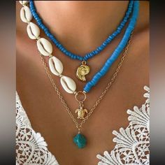 Bohemian multi layered necklace A376 - Picture 1 of 4 | Gemstone jewelry Heishi Jewelry, Multi Layered Necklace, Blue Turquoise Necklace, Jewelry Formal, M Jewelers, Stone Bead Jewelry, Formal Jewelry, Zara Jewelry, Diy Jewelry Necklace