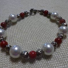 Stunning Pearl & Red Jade Handmade Silver Bracelet Size 7 1/4" #399c All Of My Jewelry Is Handmade By Me In My Smoke & Pet Free Home!!!!!! Please Note That Every Item Purchased Comes In A Drawstring Organza Bag For Easy Gift Giving!!! Please Note That I Will Consider Any Reasonable Offer On My Jewelry!!!!!!!!!! Please Let Me Know If You Have Any Further Questions. Thanks For Stopping By And Have A Terrific Day!!!!!! Red Bracelet Ideas, Bracelet Ideas For Men, Red Bracelet, Red Jade, Red Bracelets, Handmade Ideas, Easy Gifts, Jewelry Diy, Organza Bags