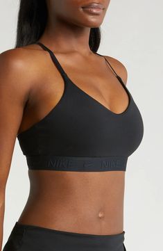 Nike Dri-FIT Indy Light Support Sports Bra | Nordstrom Nike Sports Bra With Built-in Bra For Training, Nike Sports Bra With Built-in Bra For Yoga, Nike Yoga Sports Bra With Built-in Bra, Seamless Nylon Sports Bra For Pilates, Athleisure Training Bra With Adjustable Straps, Padded Medium Support Activewear, Supportive Padded Medium Support Activewear, Compressive Padded Sports Bra For Workout, Compressive Padded Sports Bra For Yoga