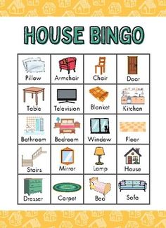 a poster with the words house bingo on it