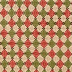 an abstract pattern with red, green and beige colors