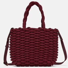 Love Deep Burgundy Color.... Woven Thick Rope Material... Very Becoming For Spring Season Burgundy Weave, Canvas Weekender Bag, Burgundy Bag, Rope Weave, Over The Shoulder Bags, Faux Leather Purse, Zara Bags, Rope Bag, Thick Rope