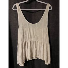 Nwt. Nice And Flowy. Wrinkled From Being In My Drawer. Xxl. Summer Daywear Tops With Ruffle Hem, Beige Summer Tops For Loungewear, Cream Tank Top For Summer Daywear, Summer Flowy Cotton Tops, Flowy Sleeveless Tops For Daywear, Flowy Cotton Summer Tops, Cotton Ruffle Hem Top For Vacation, Cream Sleeveless Top For Beach, Casual Fitted Peplum Top For The Beach