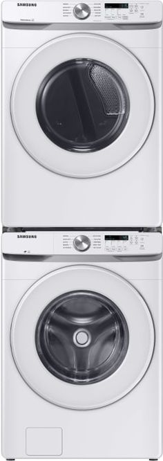 two white washers sitting side by side on top of each other in front of a white background