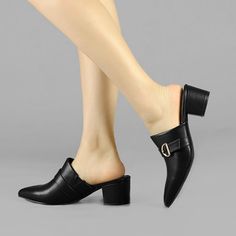 These stylish mules feature a block heel and a pointy toe, and they are easy to wear. The lace-up fastening and the elegant design are perfect for a sophisticated bootie fashioned with a chunky heel. Rubber Outsole and ABS heel, anti-slip effectively. Moderate heel height, makes you feel more comfortable. Please note that there may be a slight color difference. Please check the size measurement chart before ordering. Chic Slip-on Block Heels For Formal Occasions, Low Heel Block Heels For Office In Fall, Trendy Slip-on Heels For Work, Wrapped Heel Block Heels For Workwear, Casual Heels With Heel Strap And Pointed Toe, Casual Pointed Toe Heels With Heel Strap, Office Mules With Low Heel And Branded Heel Counter, Office Mules With Pointed Toe And Medium Width, Office Mules With Medium Width And Pointed Toe