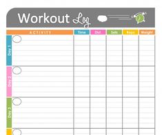 a workout log is shown in this image