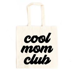 Looking for a cute tote bag to carry all your essentials this summer? This cute Cool Mom Club bag will be perfect to add to your collection. Perfect for a day at the beach or every day life! Trendy Weekend Tote Bag, Trendy Tote Bags For Weekend, Cute Cotton Shoulder Bag With Letter Print, Casual Bags For Daily Use On Mother's Day, Casual White Beach Bag With Letter Print, Trendy Cotton Tote Beach Bag, Trendy Rectangular Bag For Mother's Day, Trendy Shoulder Bag For Mother's Day, Trendy Cotton Beach Bag For Daily Use