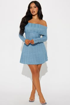 Available In Dusty Blue. Mini Dress Off Shoulder Neckline Long Sleeve Lined Stretch Length = 33" Self: 90% Nylon 10% Spandex Lining: 100% Polyester Imported | Margeaux Mini Dress in Dustyblue size XS by Fashion Nova Baby Shower Dresses Blue, Fashion Nova Dress Night, Spring Blue Off-shoulder Mini Dress, Classy Mini Dresses, Mini Dress Off Shoulder, Denim Blue Non-stretch Mini Dress, Fashion Nova Mini Dress, Off Shoulder Neckline, Blue Non-stretch Denim Mini Dress