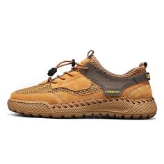 Category:Sneakers; Upper Materials:Premium Leather; Lining Materials:Mesh; Gender:Men's; Toe Shape:Round Toe; Outsole Materials:Rubber; Closure Type:Lace-up; Function:Comfortable,Slip Resistant; Listing Date:07/24/2024; 2024 Trends:Handmade Shoes Shoes For Summer, Hiking Sneakers, 2024 Trends, Light Hair, Grey Khakis, Handmade Shoes, Outdoor Hiking, Walking Shoes, Shoes Online