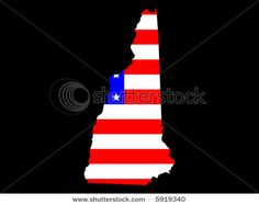 the state of new hampshire painted in the colors of the american flag on a black background