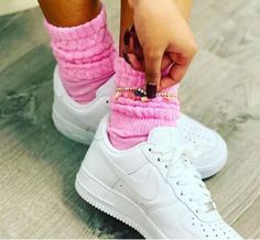 Ruffle Socks With Sneakers, Pink Slouch Socks, Ruffle Socks Outfit, Slouch Socks Outfit, Socks With Sneakers, Slouchy Socks, Scrunch Socks, Bobby Socks, Ruffle Socks