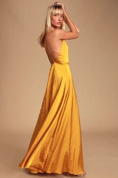 Formal Dresses | Sexy Women's Formal Gowns at Lulus Yellow Dress Wedding Guest, Yellow Gown Dress, Yellow Dress Wedding, Desert Chic Wedding, Bridesmaid Color, Yellow Champagne, Parisian Hotel, Prom Dresses Under 100, Best Gowns