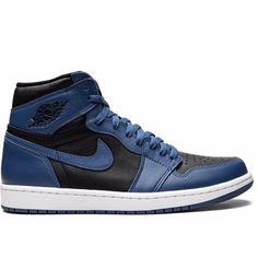 Reminiscent Of An Original Jordan 1 Colourway "Royal", The Air Jordan 1 High Og “Dark Marina Blue” Also Boasts A Blue Hue, Although The Colour-Blocking On This Pair Differs Slightly From That Of The 'Royal'. Boasting A Supportive Ankle-Length Silhouette, This Design Is Finished With The Iconic Wings Logo To The Side. Imported Highlights Dark Marina Blue/Black/White Leather Panelled Design Signature Air Jordan Wings Logo Signature Swoosh Logo Detail Logo Patch At The Tongue Perforated Round Toe F Navy High-top Sneakers With Contrast Sole, Retro 4 Jordans, Nike Air Jordan Low, Air Jordan Low, Jordan Wings, Jordan 4’s, Sneaker Boutique, Jordan Blue, Jordan 11 Retro Low