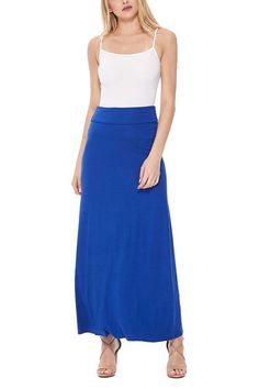 Solid, high waisted maxi skirt in a relaxed fit, with an elastic waistband, and pleats.Made In: USAFabric Contents: 95%RAYON 5%SPANDEX Missy Dresses, Styles Hairstyles, Moa Collection, Long Maxi Skirt, High Waisted Maxi Skirt, Graphic Tee Dress, Long Maxi Skirts, Sweaters And Leggings, Plus Dresses