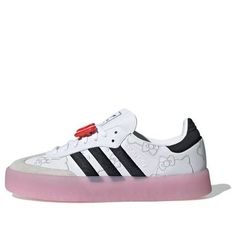 (WMNS) adidas x Hello Kitty Sambae 'White Black Clear Pink' IG4450 Adidas Platform Sneakers For Streetwear, Adidas Platform Sneakers With Round Toe For Streetwear, White Adidas High-top Platform Sneakers, White Adidas Platform Sneakers For Streetwear, Adidas White Platform Sneakers With Boost Midsole, Adidas White Platform Sneakers With Vulcanized Sole, Adidas Platform Sneakers With White Sole And Round Toe, White Adidas Platform Sneakers Lace-up, White Adidas Lace-up Platform Sneakers