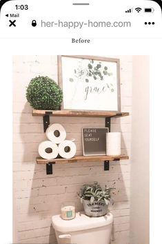 Diy Bathroom Makeover, Budget Bathroom Remodel, Wallpaper Shelves, Farmhouse Shelves, Bathroom Diy, Budget Bathroom, Farmhouse Bathroom Decor, Bathroom Update, Bathroom Refresh