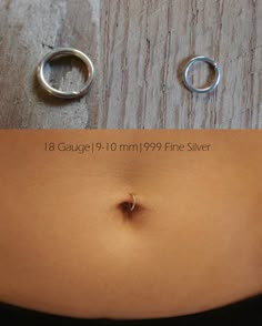 a woman's stomach with two rings on it and one ring in the middle