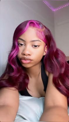 Side Shaved Hair, Inner Wave, Purple Red Hair, Red Hair Hairstyles, Hairstyles For Black Ladies, Side Shaved, Waves Hairstyle, Cute Hair Colors