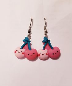 Adorable Design Cute And Stylish Versatile: Perfect for both women and girls to wear on any occasion. Hand Crafted Personalize: Your Choice Of Post Or Wire. I Cater To Your Needs. Contact Me With Any Questions Low Price!  Buy More Save More // Contact Me For Details Free Shipping When You Spend $35 Or More Adjustable Kawaii Dangle Earrings, Handmade Cute Cherry Earrings, Handmade Cherry Cute Earrings, Etsy Earrings Dangle, Dark Pink, Light In The Dark, Jewelry Earrings Dangle, Low Price, Dangle Drop Earrings