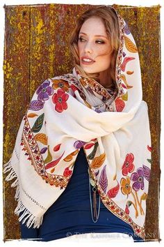 Prairiè de Roses Yvonne Cannes Shawl — Seasons by The Kashmir Company French Masquerade, Hand Dyed Shawl, Wilcom Embroidery, Legion Of Honor, Paisley Shawl, Kashmiri Shawls, The Legion, India Dress, Cashmere Pashmina