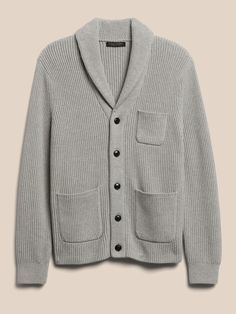 At once smart and relaxed, this shawl-collar cardigan is destined to become an heirloom.  It's knit from soft, strong, American-grown SUPIMA® cotton, an extra-long staple cotton  and a customer favorite.  Shawl collar with button front.  Three front Classic Shawl Collar Sweater With Button Closure, Classic Sweater With Shawl Collar And Button Closure, Classic Cardigan With Shawl Collar And Button Closure, Fall Cotton Sweater With Shawl Collar, Classic Knit Sweater Coat With Relaxed Fit, Classic Knit Sweater Coat In Relaxed Fit, Shawl Collar Cardigan, Shawl Cardigan, Knit Stitch