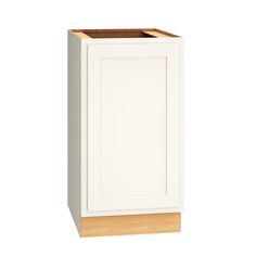 a white cabinet with a wooden top