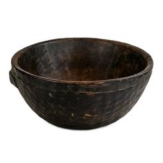 an old wooden bowl on a white background