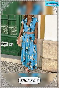 V-neck Loose Long Dress Blue V-neck Dress With Surplice Neckline For Summer, Summer V-neck Maxi Dress With Floral Print, Casual V-neck Dress For Beach Season, Flowy V-neck Dress For Day Out, Casual Summer V-neck Dress With Surplice Neckline, Casual Flowy V-neck Dress For Day Out, Blue Sleeveless V-neck Dress For Summer, V-neck Maxi Dress For Beach Season, Floral Print V-neck Dress With Surplice Neckline For Vacation