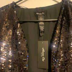 Super Sparkly Black Cardigan. Size M Glamorous Winter Cardigan For Night Out, Black Outerwear For Party Season Night Out, Open Front Cardigan For Party In Fall, Open Front Cardigan For Fall Parties, Black V-neck Cardigan For Night Out, Chic Sequined Cardigan, Winter Party Cardigan With Open Front, Chic Fall Party Cardigan, Chic Fall Cardigan For Party