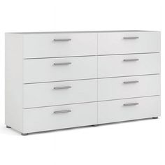 a white dresser with six drawers on top