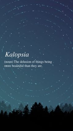 the words kalppisa are written in front of a night sky with stars