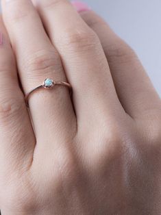 Opal Ring Bridesmaid Gift Tiny Gemstone Ring Minimalist | Etsy Minimalist Birthstone Ring With Round Cut Gemstone, Dainty Midi Rings With Simple Design, Minimalist May Birthstone Round Jewelry, Minimalist May Birthstone Jewelry, Minimalist Gemstone Round Band Jewelry, Minimalist Round Band Gemstone Jewelry, Dainty 14k Gold Solitaire Opal Ring, Minimalist Gemstone Jewelry With Round Band, Dainty Adjustable Emerald Wedding Ring