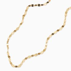 #All Decorate your décolletage with the sparkling mirror links of our Cabaret Necklace. Whether you wear it solo, or layer it with other favorites, these glamorous links will always catch the light. Model imaged in a size 16" chain and 24" chain. The Finer Points: #YellowGold-14kSolidGold-16 Metal: 14 Karat Yellow Gold Dimensions: 2.6mm Wide Chain, 16 Inches Length Weight: 1.9 grams Construction: Solid Links, Lobster Clasp #YellowGold-14kSolidGold-18 Metal: 14 Karat Yellow Gold Dimensions: 2.6mm Cheap Yellow Gold Clavicle Chain Necklace, Cheap Gold Necklaces With Latkans, Cheap Gold Necklace With Latkans, Gold Piece, Gold Price, Cabaret, Jewelry Business, Pure Gold, Gold Vermeil